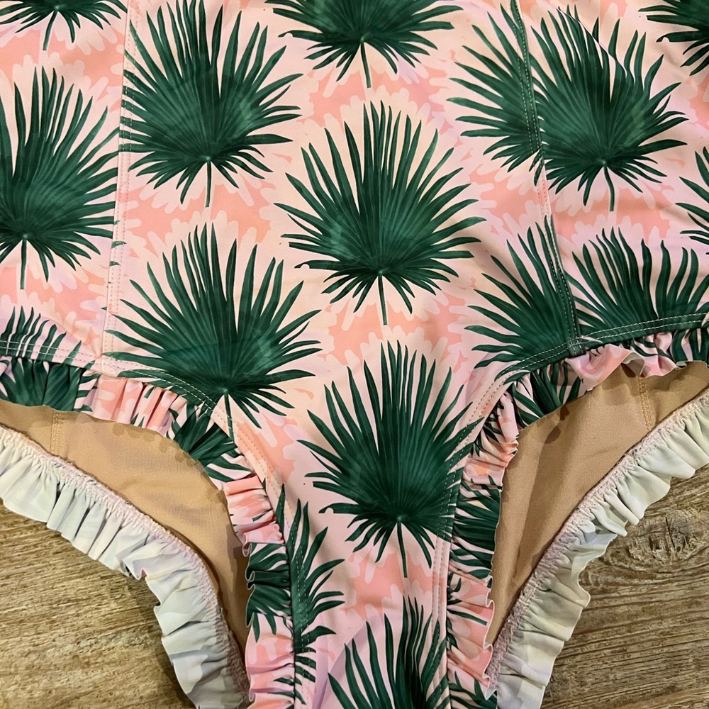 Kortni Jeane Green Palm Leaf Swimsuit